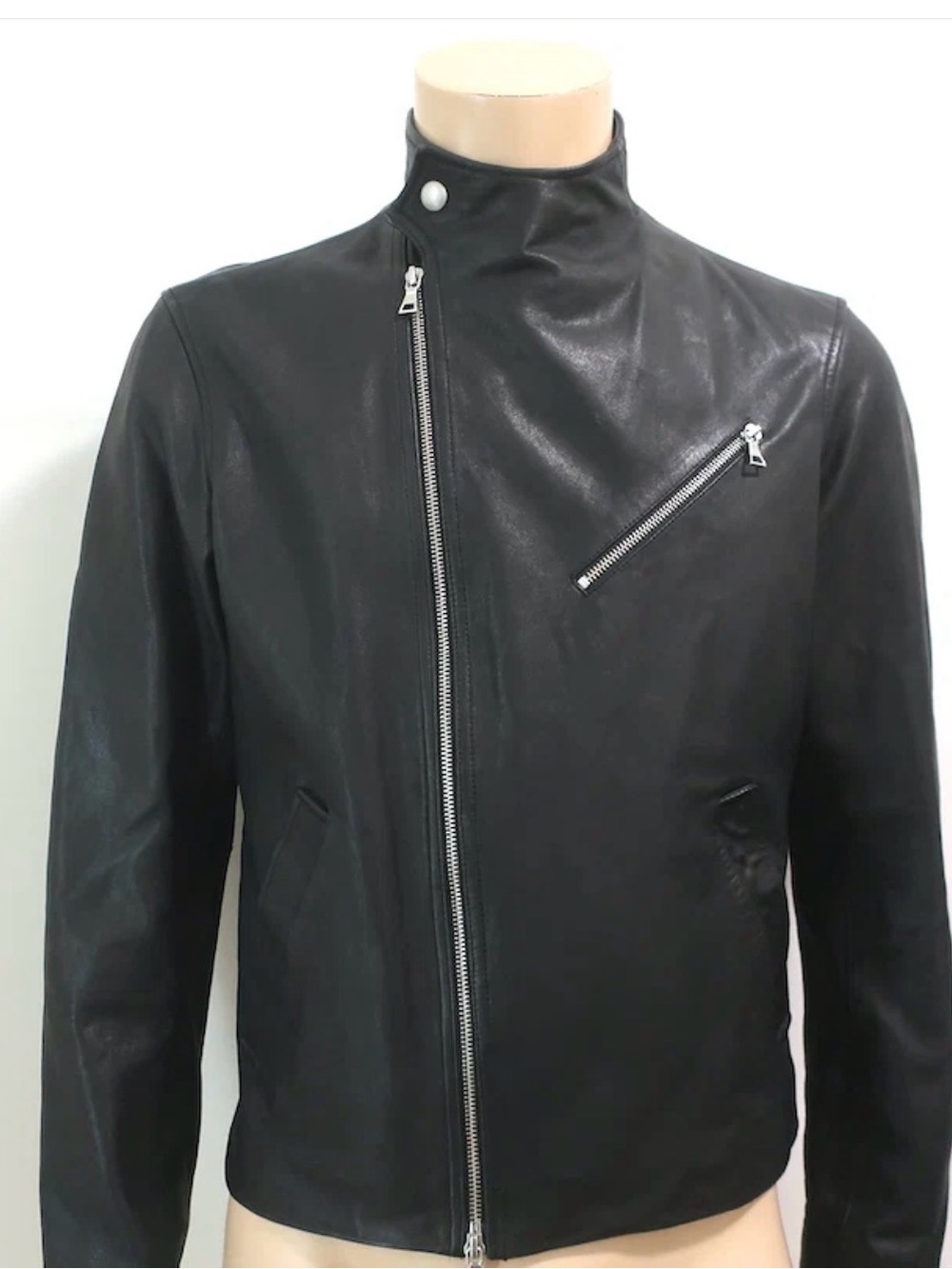 Vince Black Leather Bomber-Style Moto Jacket Size Large
